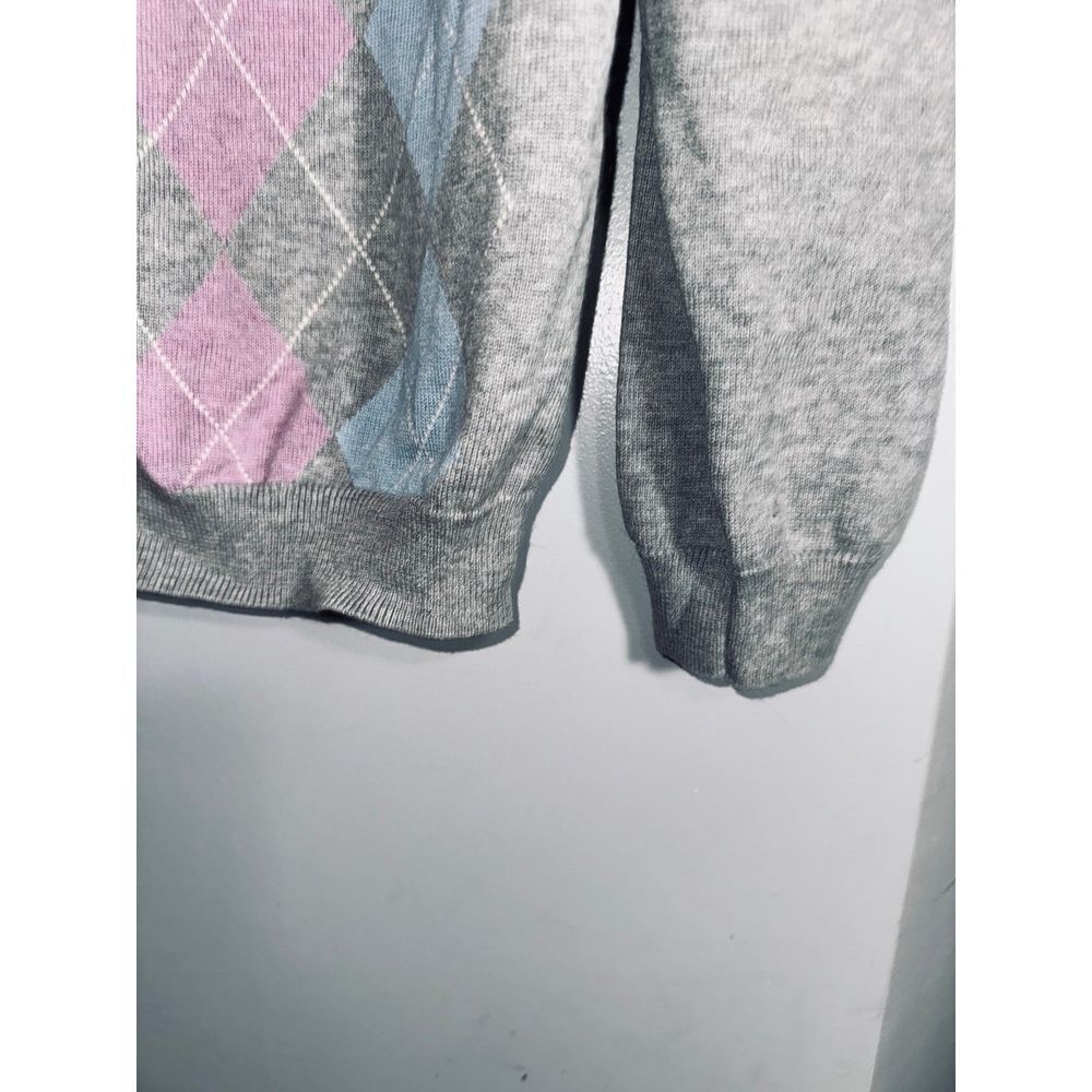 Bullock & Jones gray argyle cotton cashmere sweater size large - Picture 3 of 6